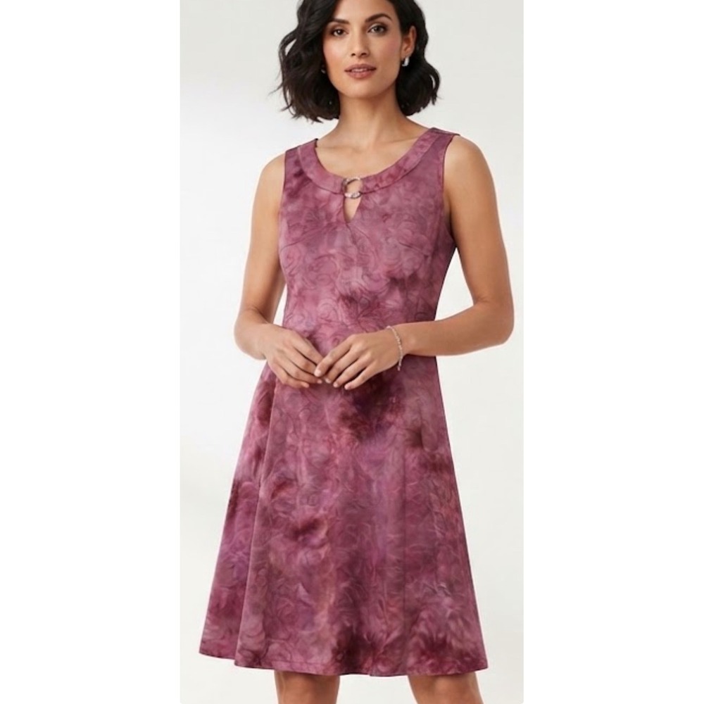 Pink Tie Dye Embroidered Keyhole Ring Sheath Dress Coquette Whimsical Corpcore